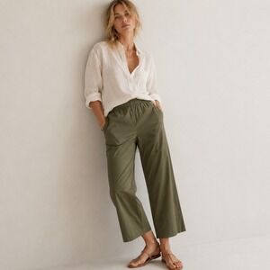 Akris Punto Pull On Farell Mid Rise Wide Leg Pant Sz 8 Olive Green